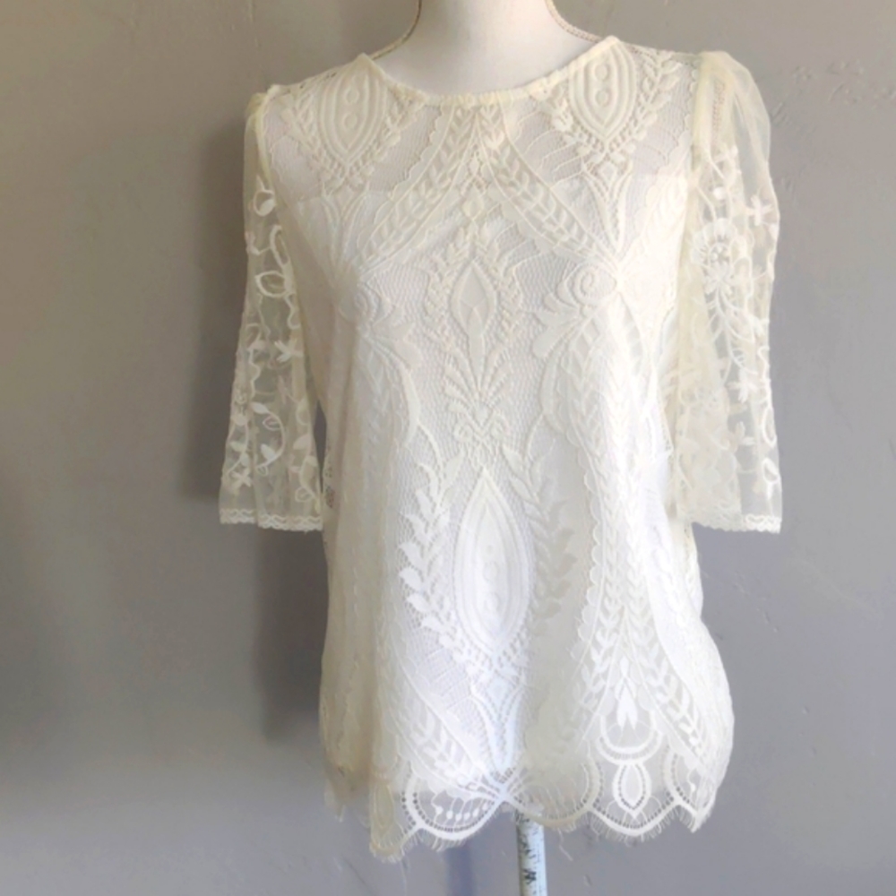 Adiva Ecru Lace Top M